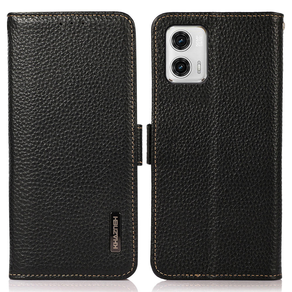 KHAZNEH For Motorola Moto G73 5G RFID Blocking Litchi Texture Phone Case Genuine Leather Wallet Protective Stand Cover KHAZNEH For Motorola Moto G73 5G RFID Blocking Litchi Texture Phone Case Genuine Leather Wallet Protective Stand Cover